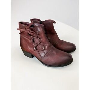 Miz Mooz Baxter Women's Boots Merlot Red Leather Size 39 EU Or 9 US NWOB Read